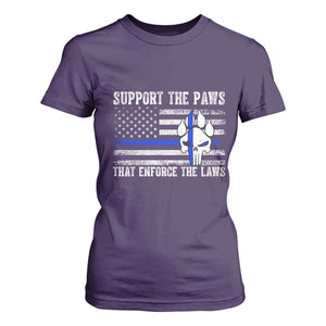 Police K9 T Shirt For Women Support The Paws That Enforce The Laws US Flag TS10 Purple Print Your Wear