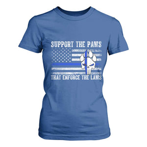 Police K9 T Shirt For Women Support The Paws That Enforce The Laws US Flag TS10 Royal Blue Print Your Wear