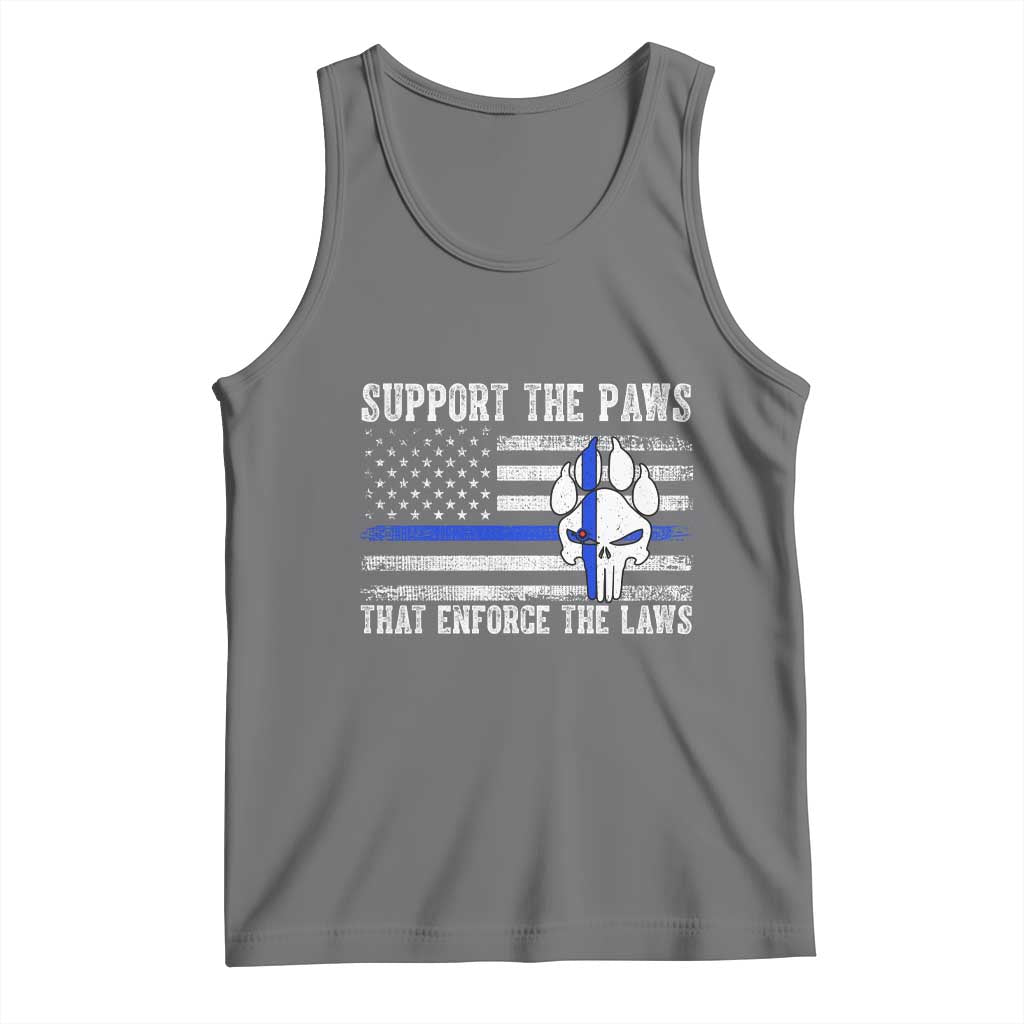 Police K9 Tank Top Support The Paws That Enforce The Laws US Flag TS10 Black Heather Print Your Wear