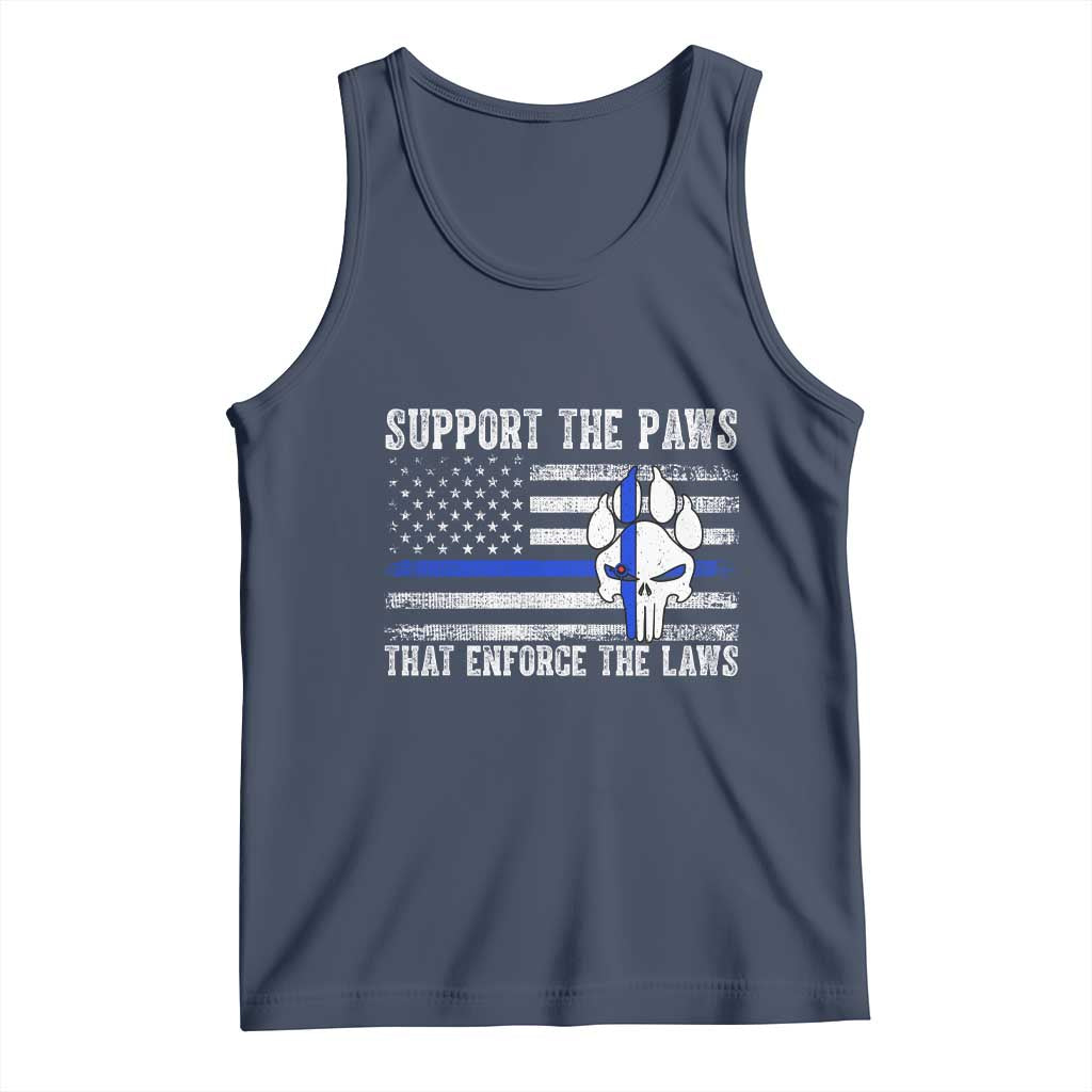 Police K9 Tank Top Support The Paws That Enforce The Laws US Flag TS10 Navy Print Your Wear