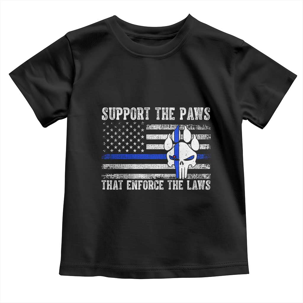 Police K9 Toddler T Shirt Support The Paws That Enforce The Laws US Flag TS10 Black Print Your Wear