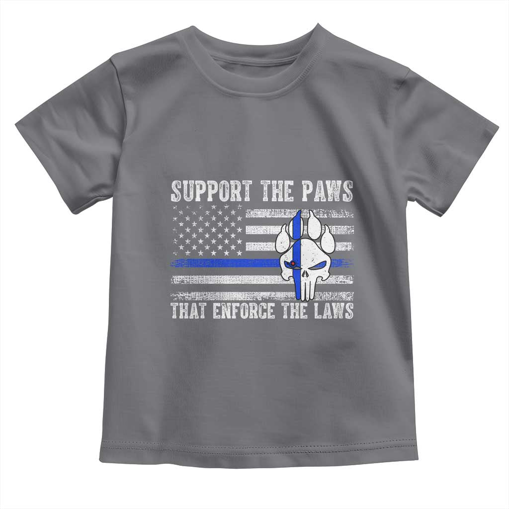 Police K9 Toddler T Shirt Support The Paws That Enforce The Laws US Flag TS10 Charcoal Print Your Wear