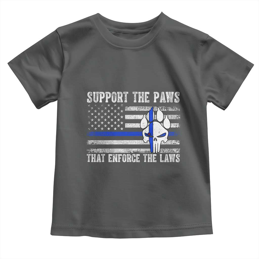 Police K9 Toddler T Shirt Support The Paws That Enforce The Laws US Flag TS10 Dark Heather Print Your Wear