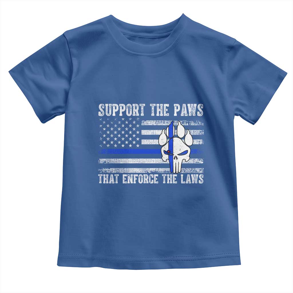 Police K9 Toddler T Shirt Support The Paws That Enforce The Laws US Flag TS10 Royal Blue Print Your Wear