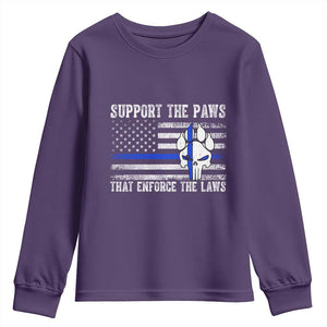 Police K9 Youth Sweatshirt Support The Paws That Enforce The Laws US Flag TS10 Purple Print Your Wear