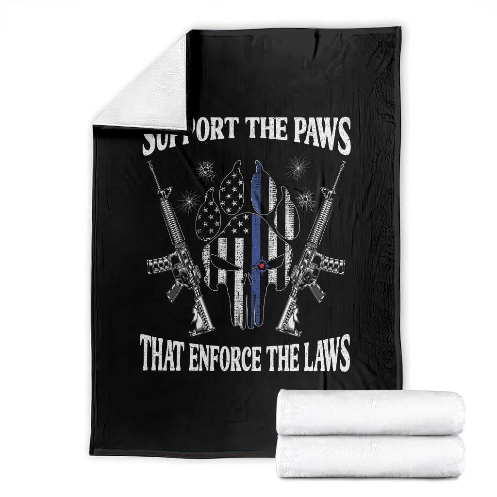 Police K9 Throw Blanket Support The Paws That Enforce The Laws American Flag TS10 Black Print Your Wear