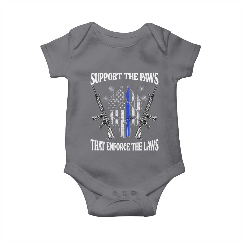 Police K9 Baby Onesie Support The Paws That Enforce The Laws American Flag TS10 Charcoal Print Your Wear