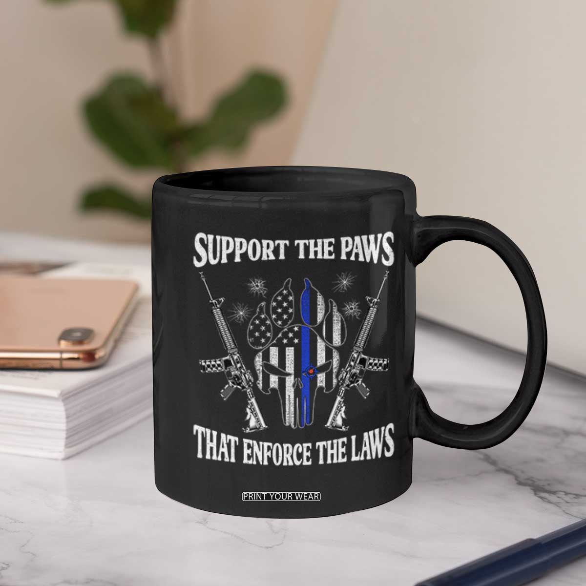 Police K9 Coffee Mug Support The Paws That Enforce The Laws American Flag TS10 Print Your Wear