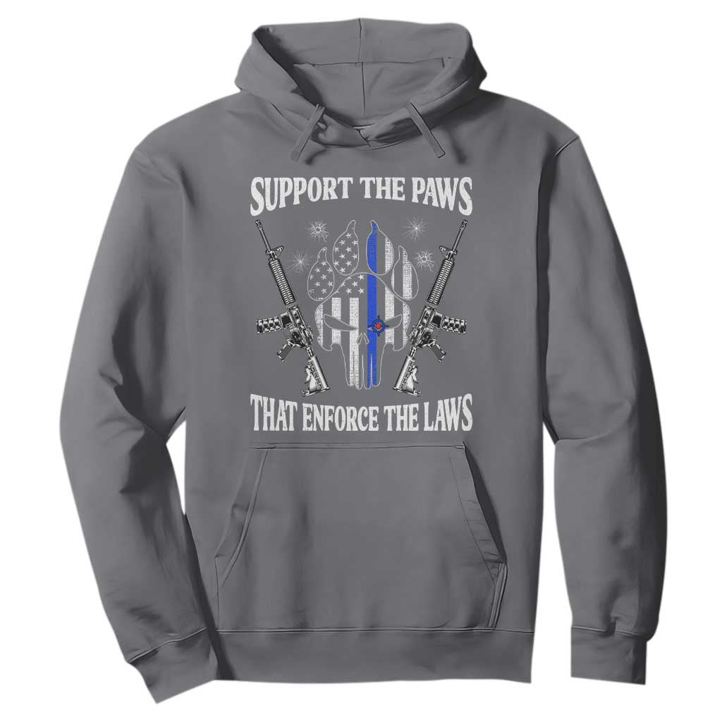 Police K9 Hoodie Support The Paws That Enforce The Laws American Flag TS10 Charcoal Print Your Wear