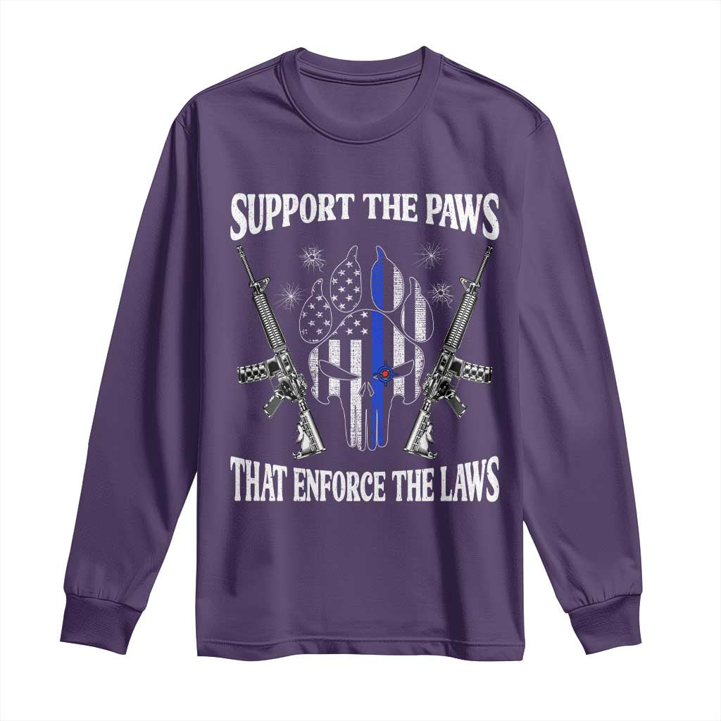 Police K9 Long Sleeve Shirt Support The Paws That Enforce The Laws American Flag TS10 Purple Print Your Wear