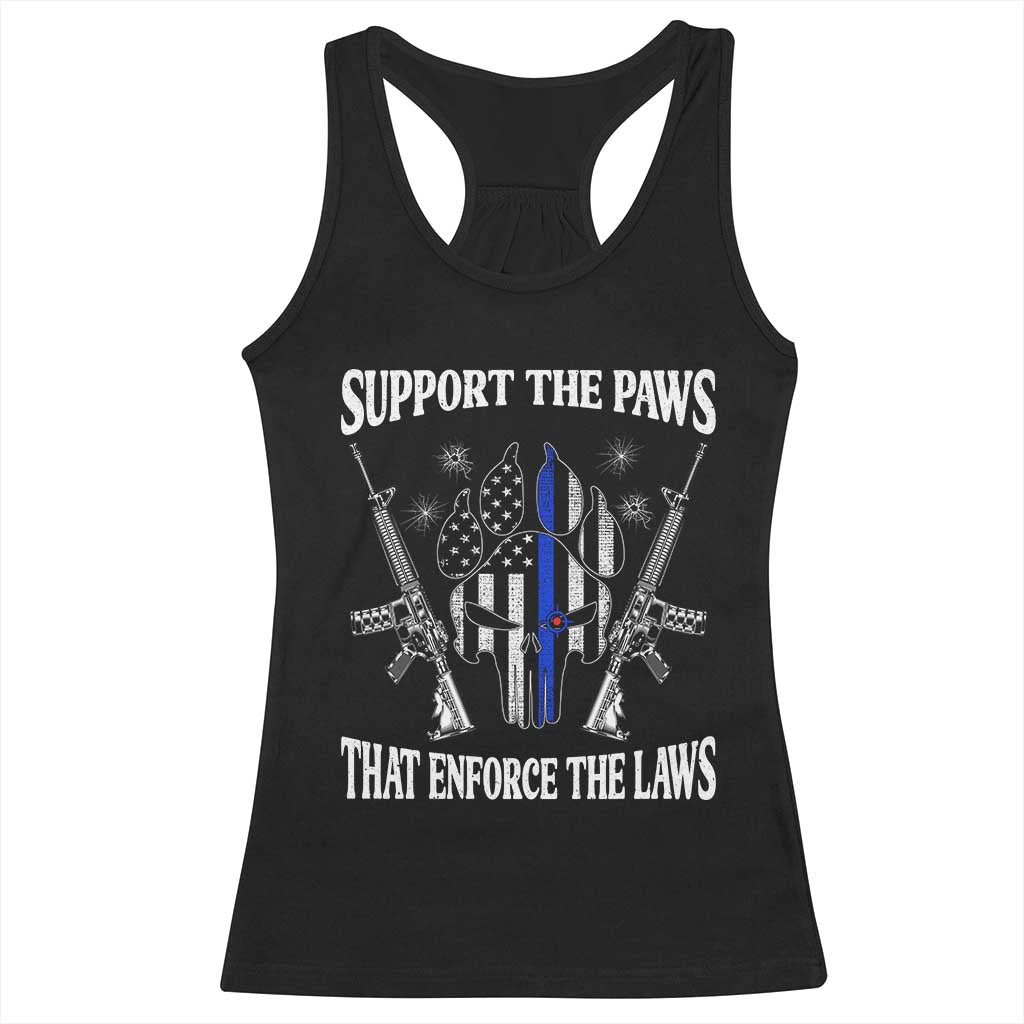 Police K9 Racerback Tank Top Support The Paws That Enforce The Laws American Flag - Print Your Wear