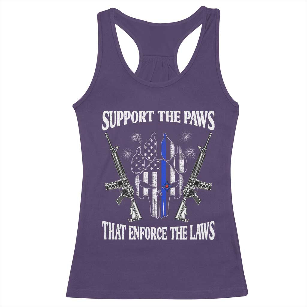 Police K9 Racerback Tank Top Support The Paws That Enforce The Laws American Flag TS10 Purple Print Your Wear