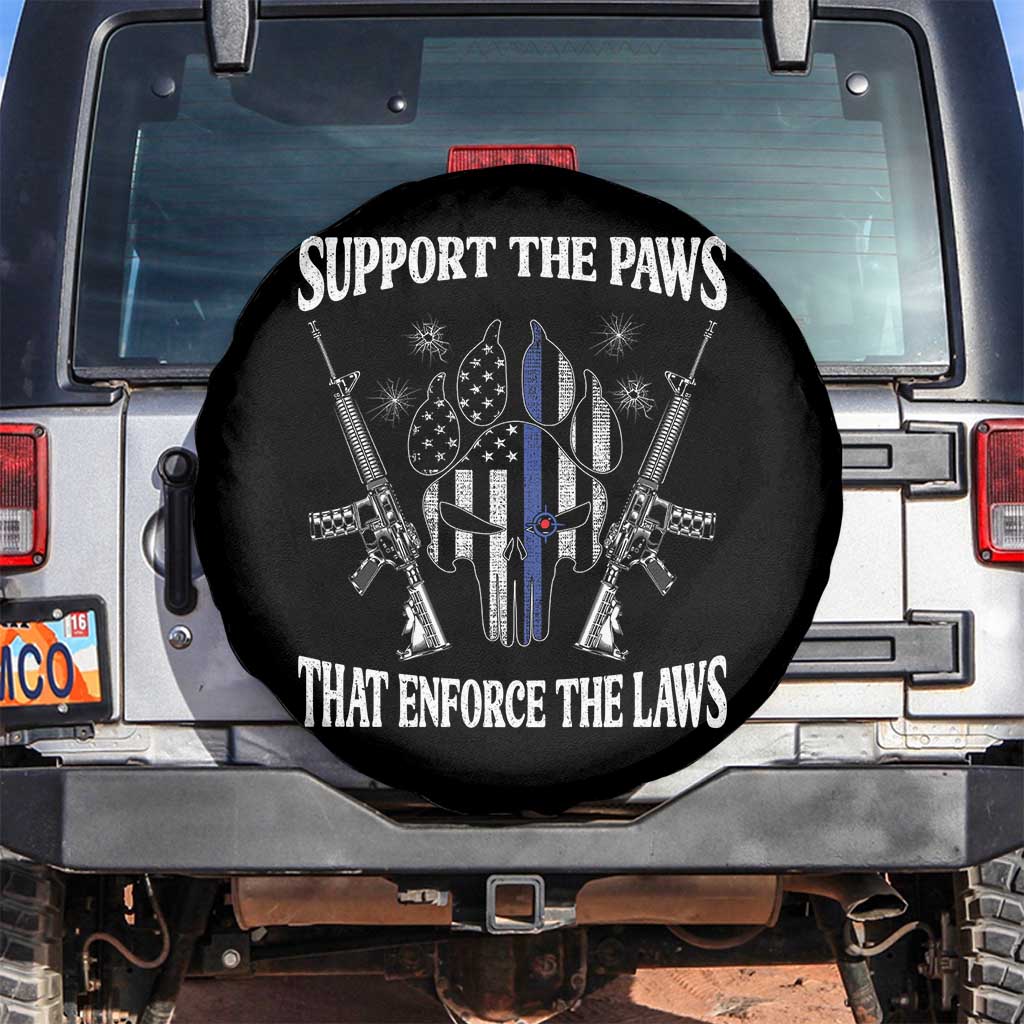 Police K9 Spare Tire Cover Support The Paws That Enforce The Laws American Flag TS10 No hole Black Print Your Wear