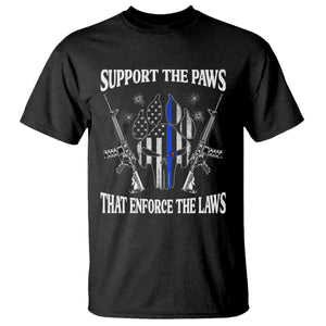 Police K9 T Shirt Support The Paws That Enforce The Laws American Flag - Print Your Wear