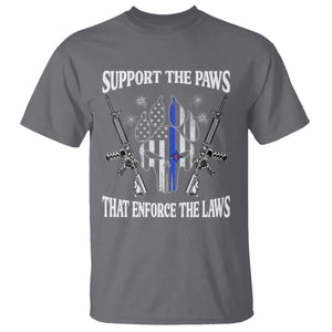 Police K9 T Shirt Support The Paws That Enforce The Laws American Flag - Print Your Wear