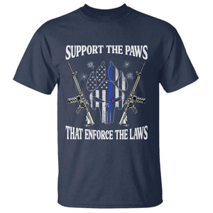 Police K9 T Shirt Support The Paws That Enforce The Laws American Flag - Print Your Wear