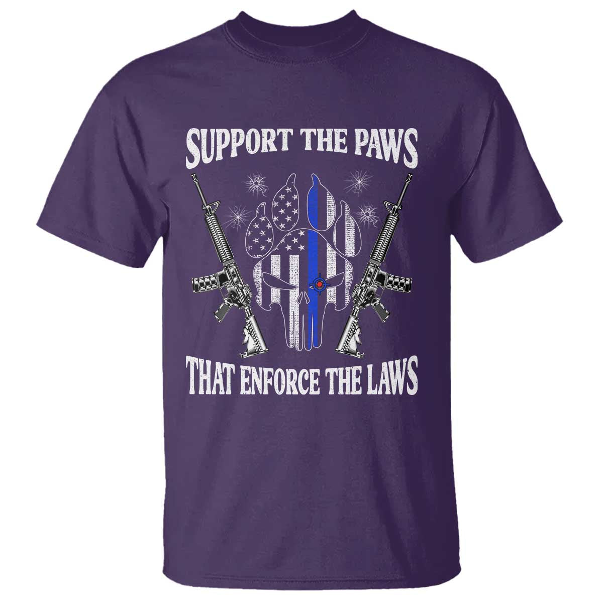 Police K9 T Shirt Support The Paws That Enforce The Laws American Flag TS10 Purple Print Your Wear