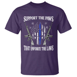 Police K9 T Shirt Support The Paws That Enforce The Laws American Flag - Print Your Wear