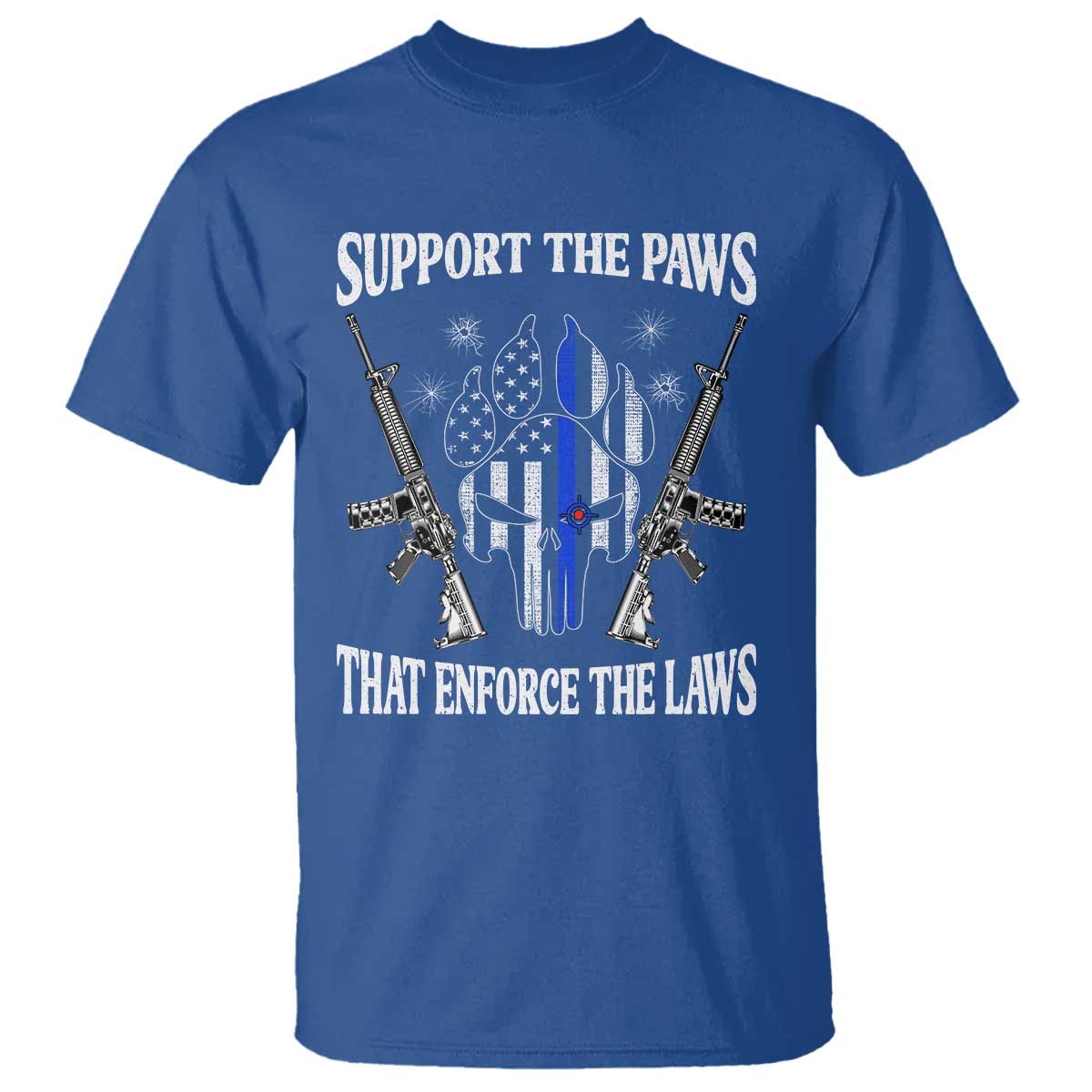 Police K9 T Shirt Support The Paws That Enforce The Laws American Flag TS10 Royal Blue Print Your Wear