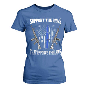Police K9 T Shirt For Women Support The Paws That Enforce The Laws American Flag TS10 Royal Blue Print Your Wear