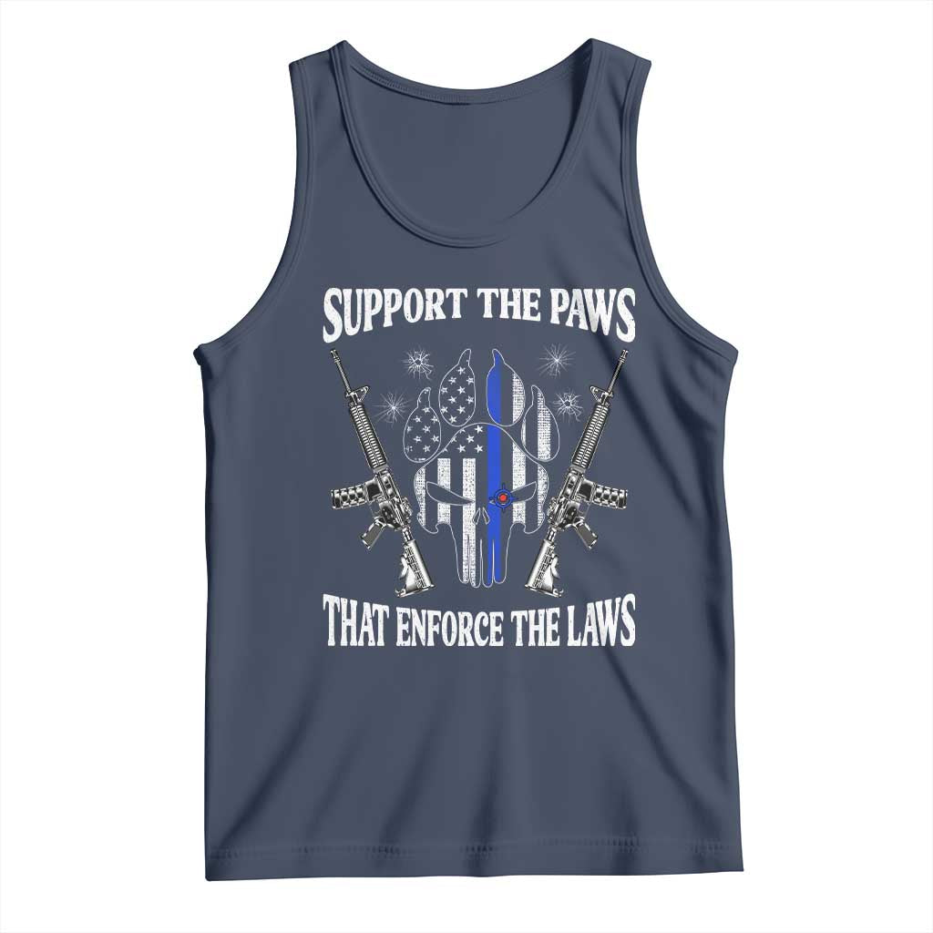 Police K9 Tank Top Support The Paws That Enforce The Laws American Flag TS10 Navy Print Your Wear