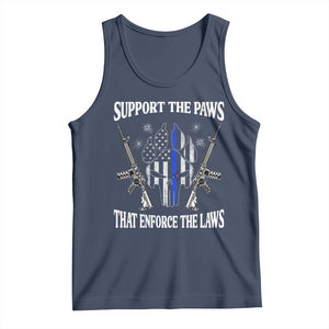 Police K9 Tank Top Support The Paws That Enforce The Laws American Flag TS10 Navy Print Your Wear