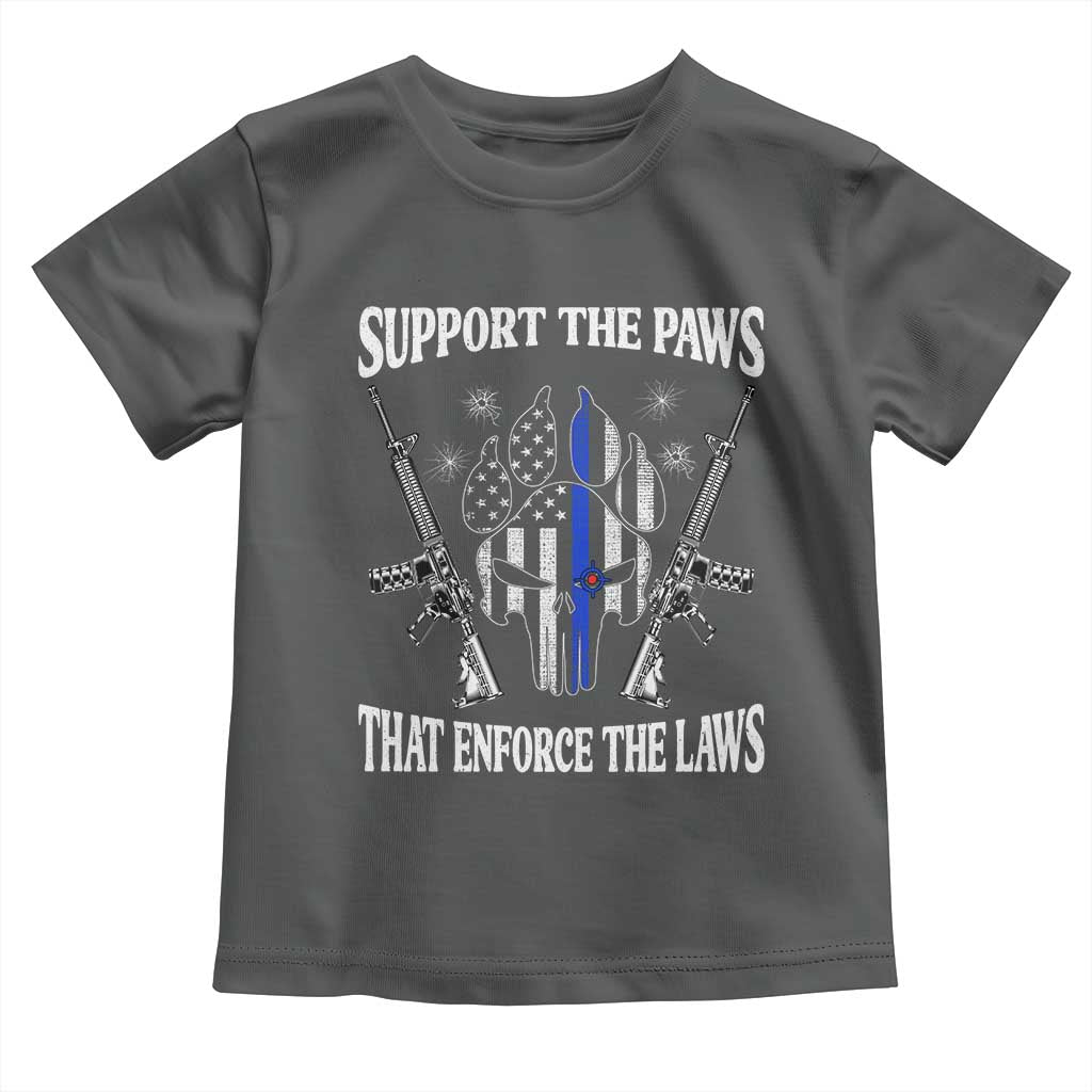 Police K9 Toddler T Shirt Support The Paws That Enforce The Laws American Flag TS10 Dark Heather Print Your Wear