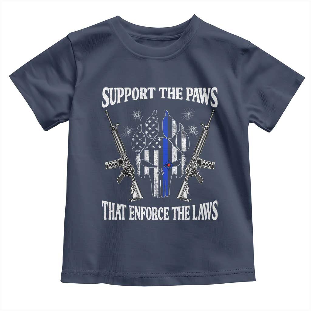 Police K9 Toddler T Shirt Support The Paws That Enforce The Laws American Flag TS10 Navy Print Your Wear