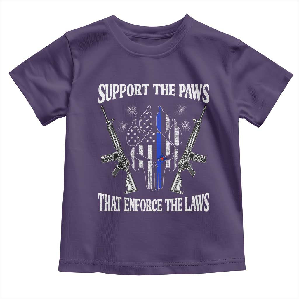 Police K9 Toddler T Shirt Support The Paws That Enforce The Laws American Flag TS10 Purple Print Your Wear