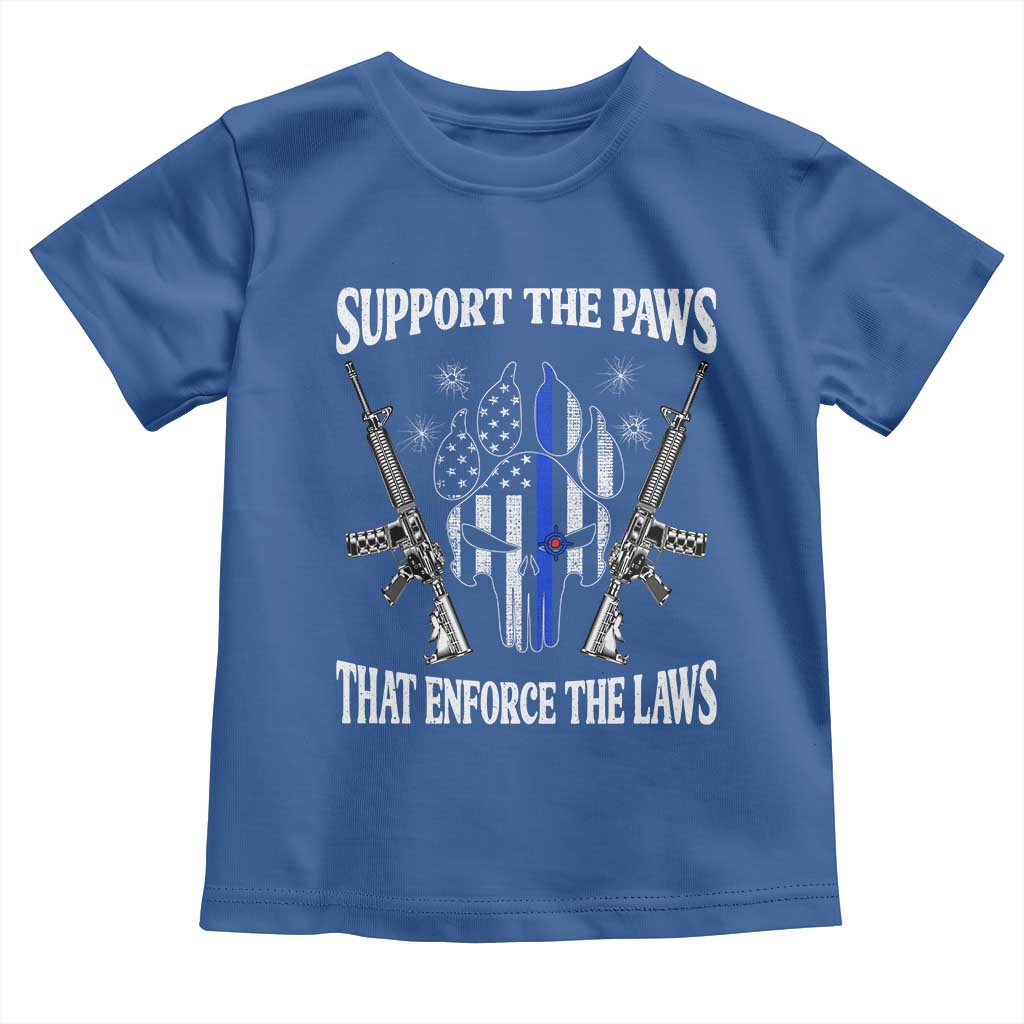 Police K9 Toddler T Shirt Support The Paws That Enforce The Laws American Flag TS10 Royal Blue Print Your Wear