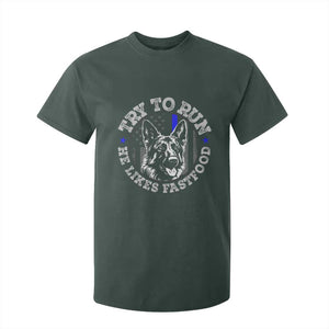 Funny Police K9 T Shirt For Kid Try To Run He Like Fast Food TS10 Dark Forest Green Print Your Wear