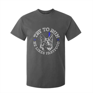 Funny Police K9 T Shirt For Kid Try To Run He Like Fast Food TS10 Dark Heather Print Your Wear
