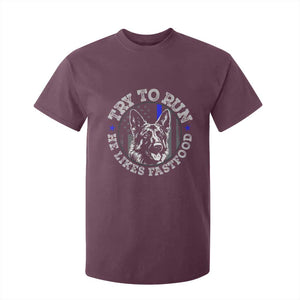 Funny Police K9 T Shirt For Kid Try To Run He Like Fast Food TS10 Maroon Print Your Wear