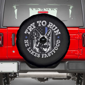 Funny Police K9 Spare Tire Cover Try To Run He Like Fast Food TS10 Black Print Your Wear