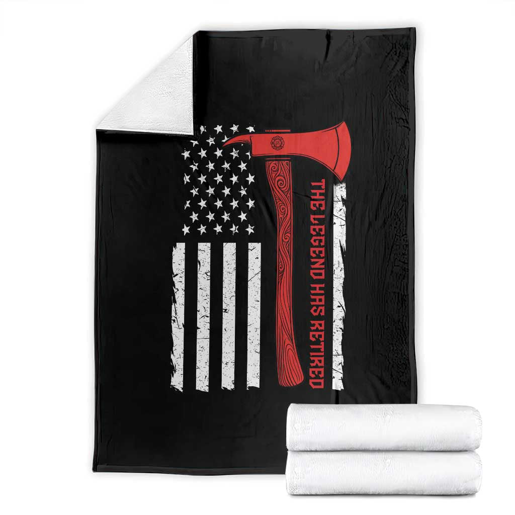 The Legend Has Retired Firefighter Throw Blanket Vintage Retirement Gifts Fireman American Flag TS10 Black Print Your Wear