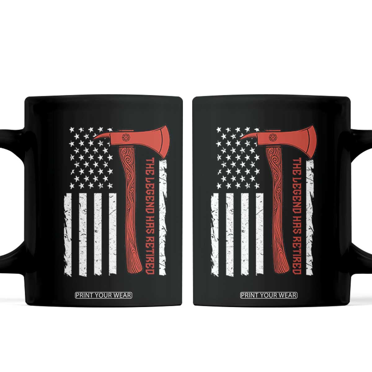 The Legend Has Retired Firefighter Coffee Mug Vintage Retirement Gifts Fireman American Flag TS10 Black Print Your Wear