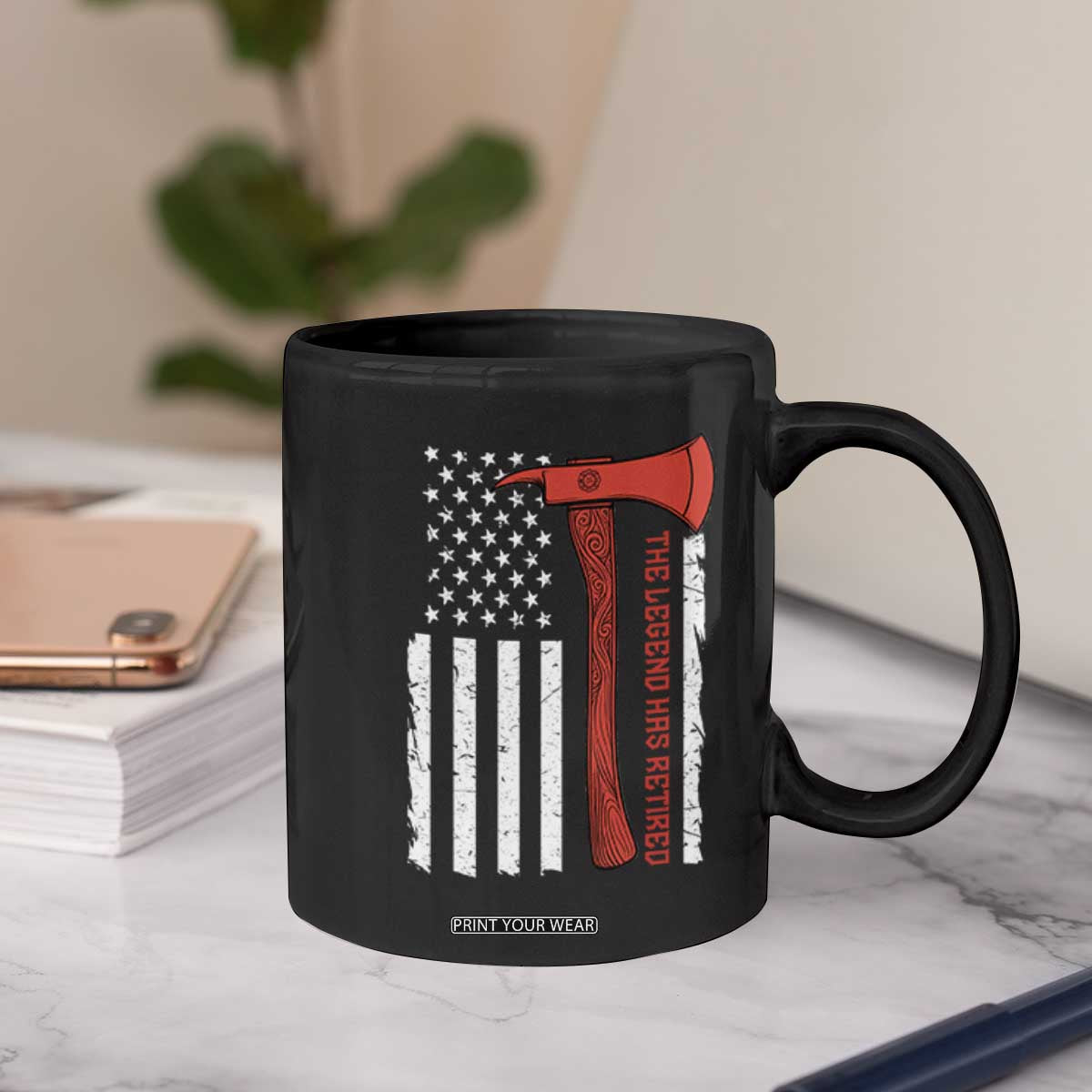 The Legend Has Retired Firefighter Coffee Mug Vintage Retirement Gifts Fireman American Flag TS10 Print Your Wear