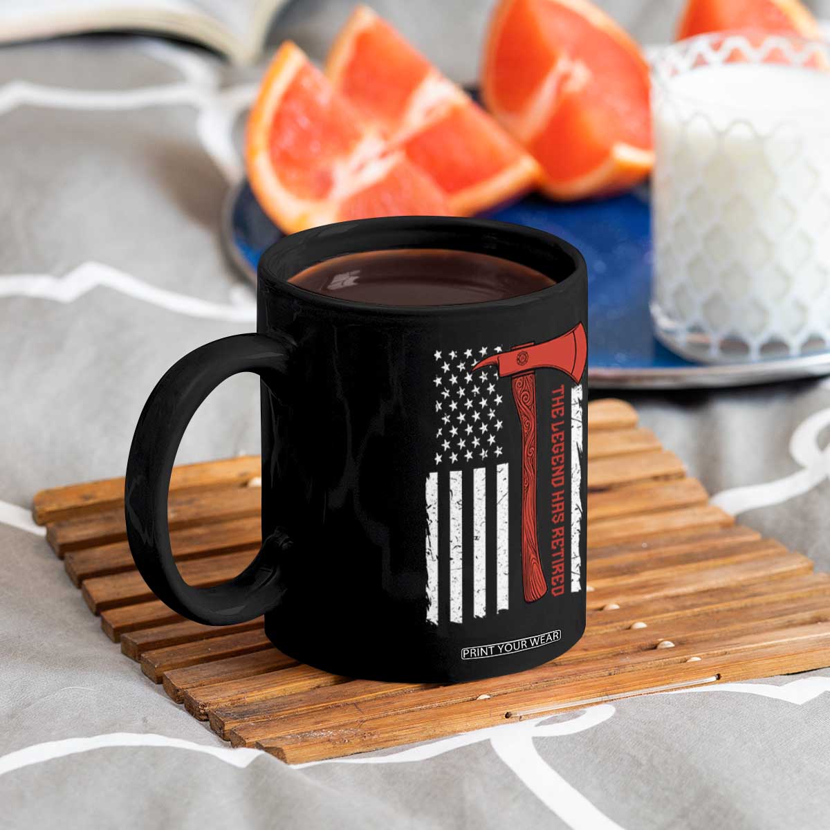 The Legend Has Retired Firefighter Coffee Mug Vintage Retirement Gifts Fireman American Flag TS10 Print Your Wear