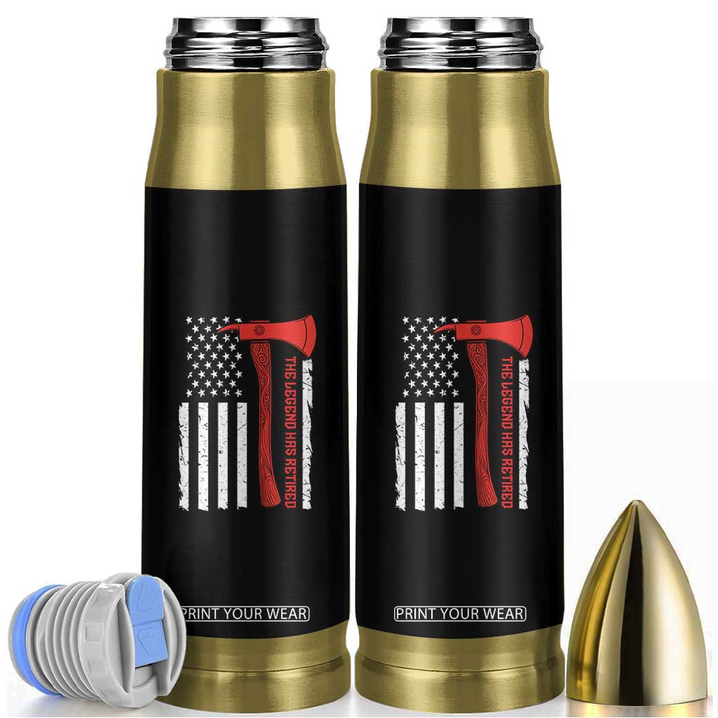 The Legend Has Retired Firefighter Bullet Tumbler Vintage Retirement Gifts Fireman American Flag TS10 Black Print Your Wear