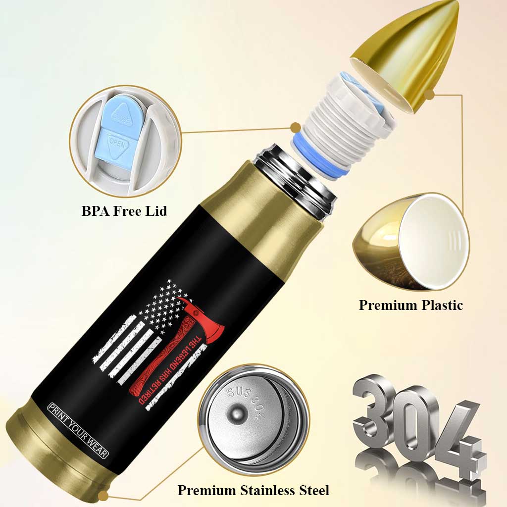 The Legend Has Retired Firefighter Bullet Tumbler Vintage Retirement Gifts Fireman American Flag TS10 Print Your Wear