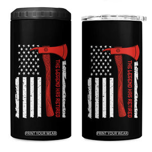 The Legend Has Retired Firefighter 4 in 1 Can Cooler Tumbler Vintage Retirement Gifts Fireman American Flag TS10 One Size: 16 oz Black Print Your Wear