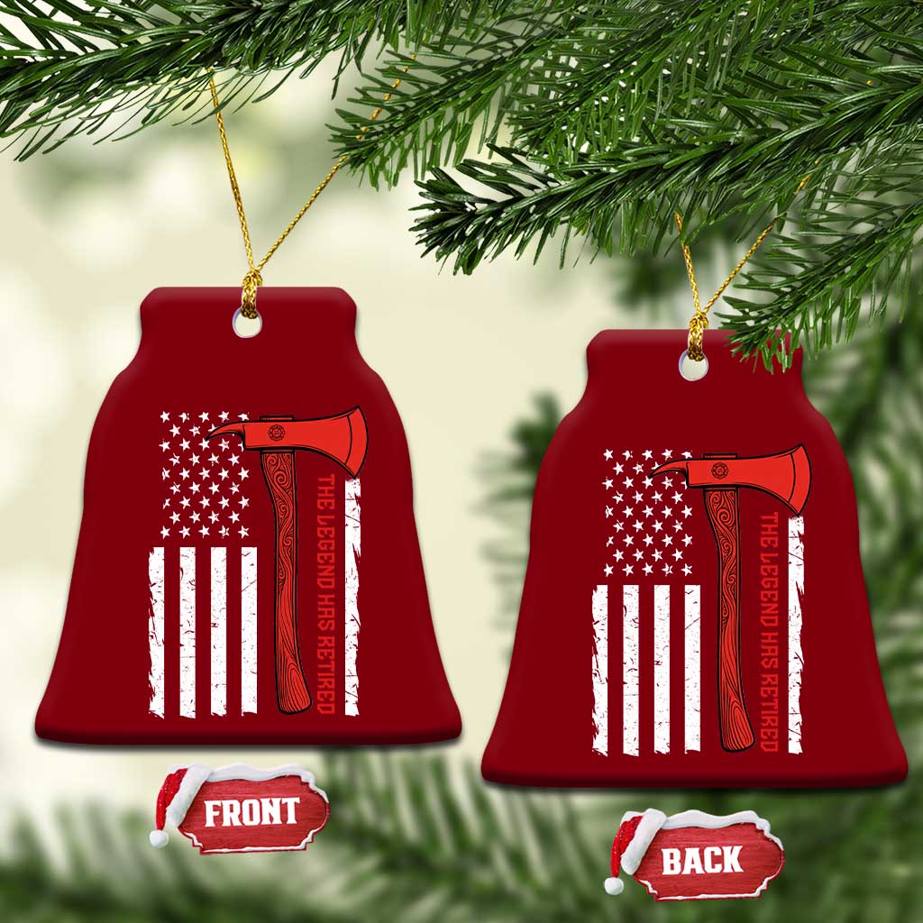 The Legend Has Retired Firefighter Ceramic Ornament Vintage Retirement Gifts Fireman American Flag TS10 Print Your Wear