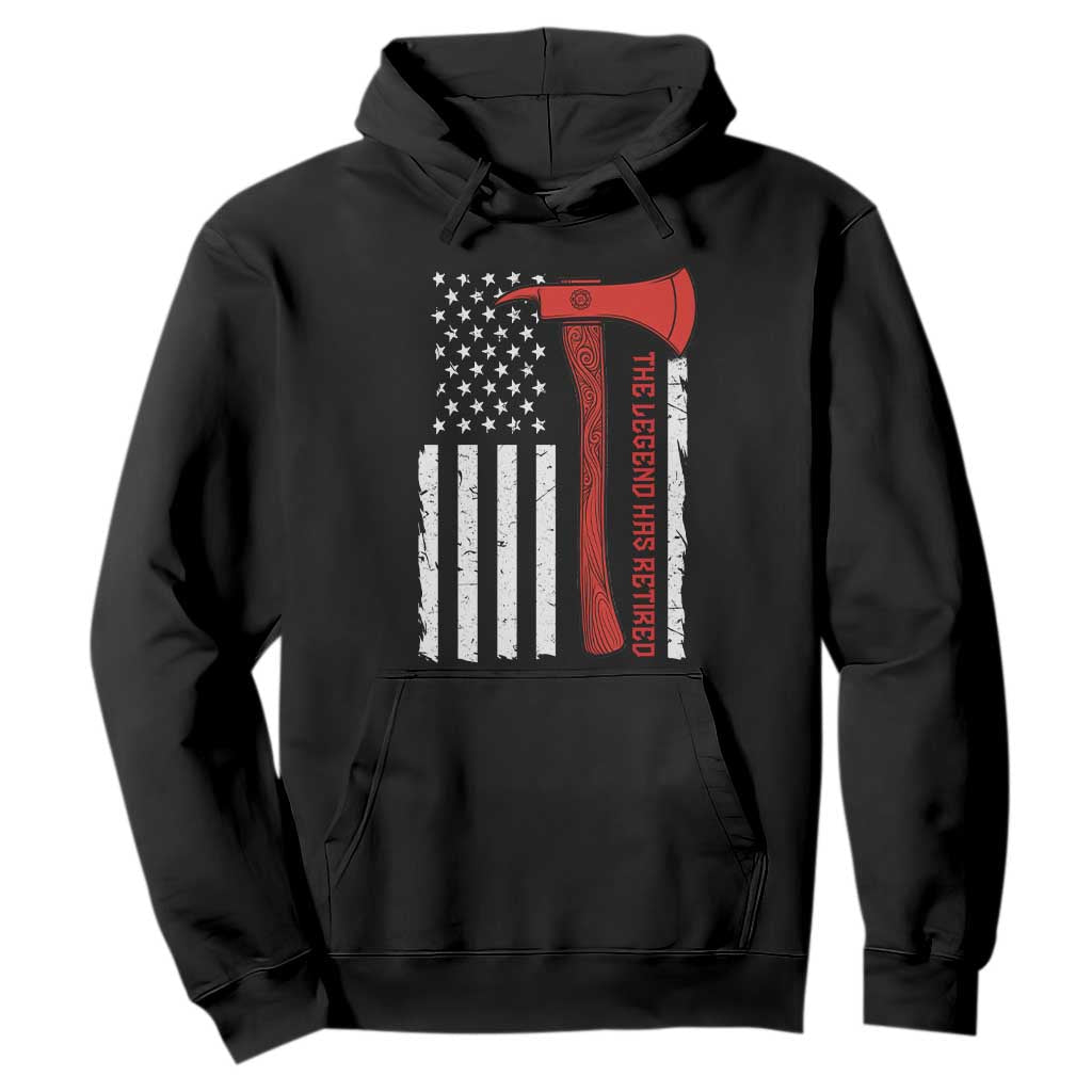The Legend Has Retired Firefighter Hoodie Vintage Retirement Gifts Fireman American Flag TS10 Black Print Your Wear