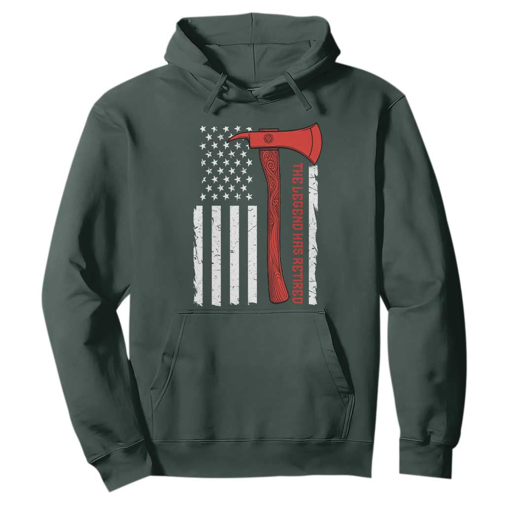 The Legend Has Retired Firefighter Hoodie Vintage Retirement Gifts Fireman American Flag TS10 Dark Forest Green Print Your Wear
