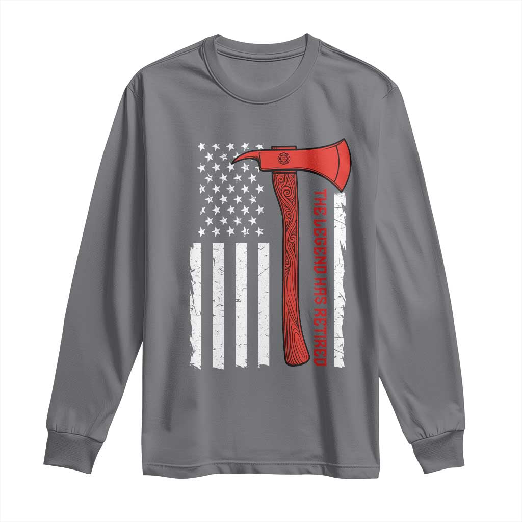 The Legend Has Retired Firefighter Long Sleeve Shirt Vintage Retirement Gifts Fireman American Flag TS10 Charcoal Print Your Wear