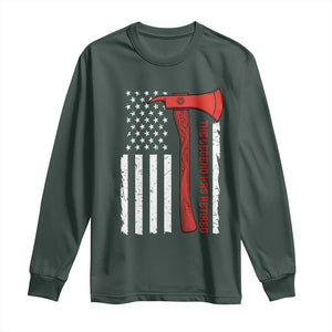 The Legend Has Retired Firefighter Long Sleeve Shirt Vintage Retirement Gifts Fireman American Flag TS10 Dark Forest Green Print Your Wear