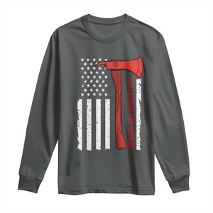 The Legend Has Retired Firefighter Long Sleeve Shirt Vintage Retirement Gifts Fireman American Flag TS10 Dark Heather Print Your Wear