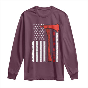 The Legend Has Retired Firefighter Long Sleeve Shirt Vintage Retirement Gifts Fireman American Flag TS10 Maroon Print Your Wear