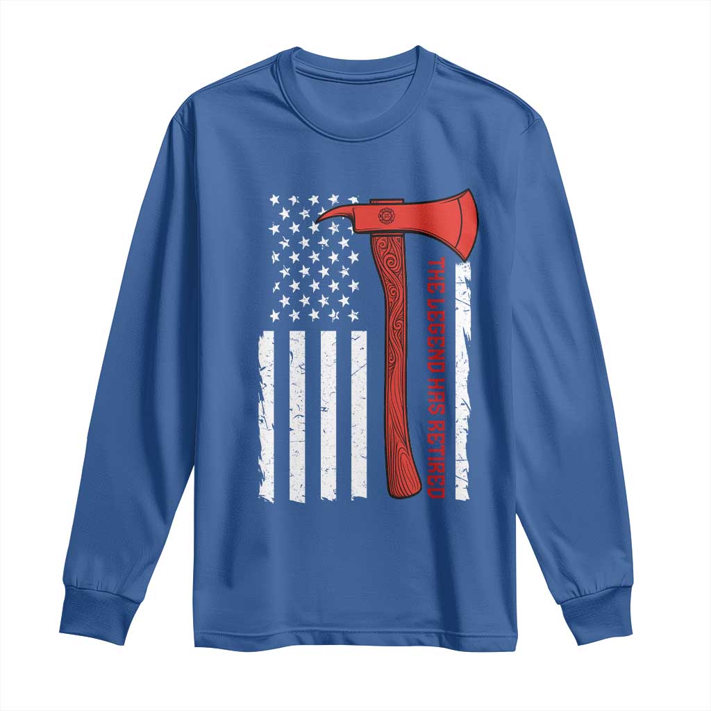 The Legend Has Retired Firefighter Long Sleeve Shirt Vintage Retirement Gifts Fireman American Flag TS10 Royal Blue Print Your Wear