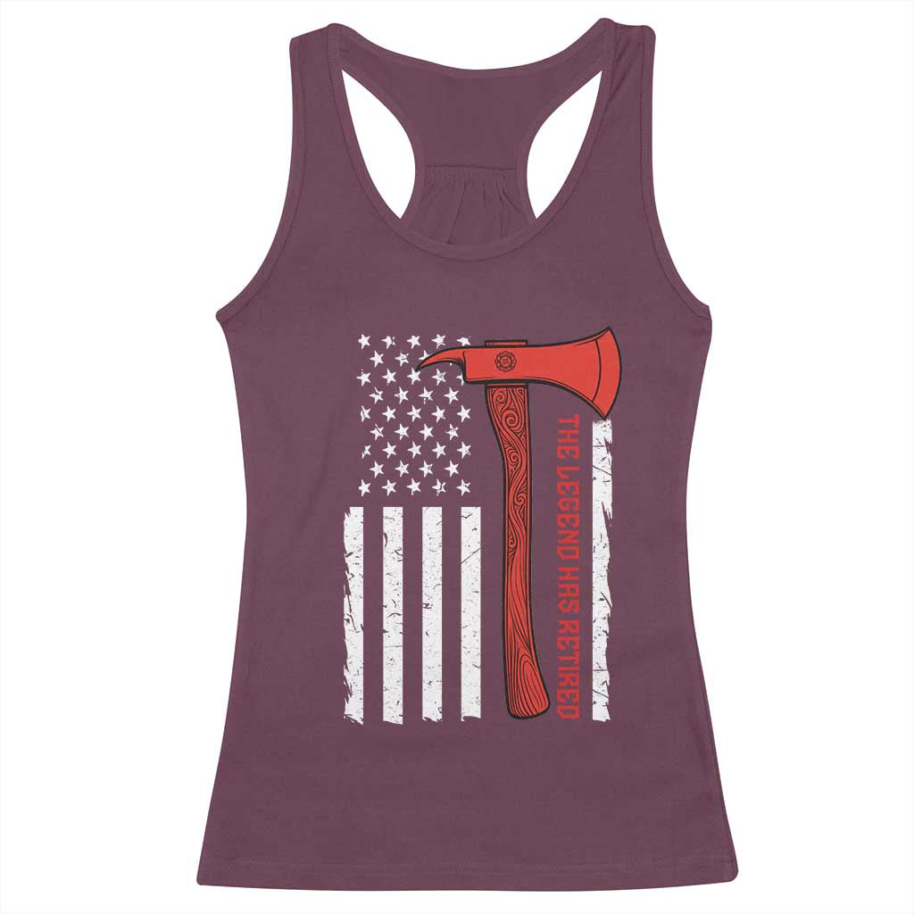 The Legend Has Retired Firefighter Racerback Tank Top Vintage Retirement Gifts Fireman American Flag TS10 Maroon Print Your Wear